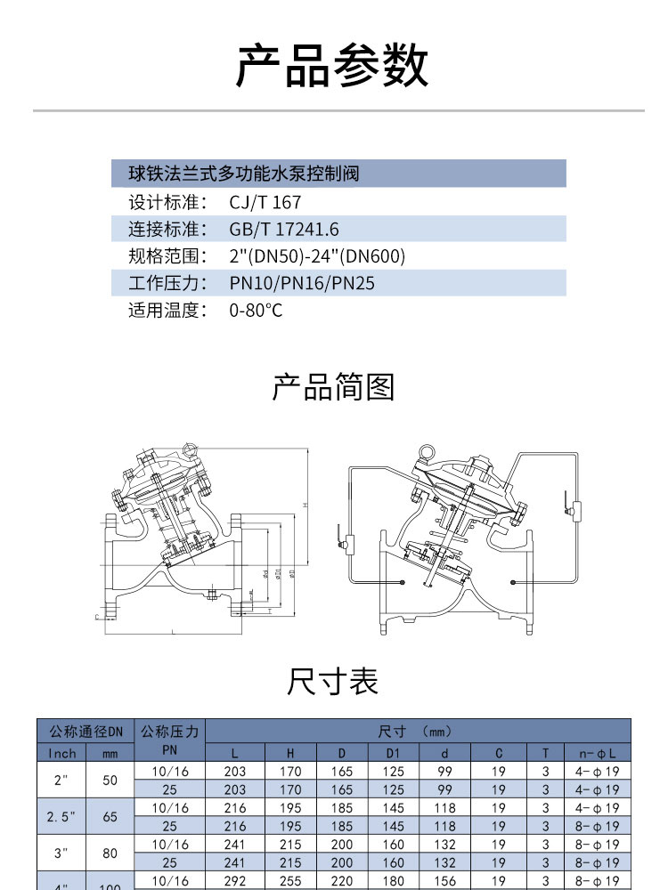 Flange multifunctional water pump control valve Flange multifunctional water pump control valve