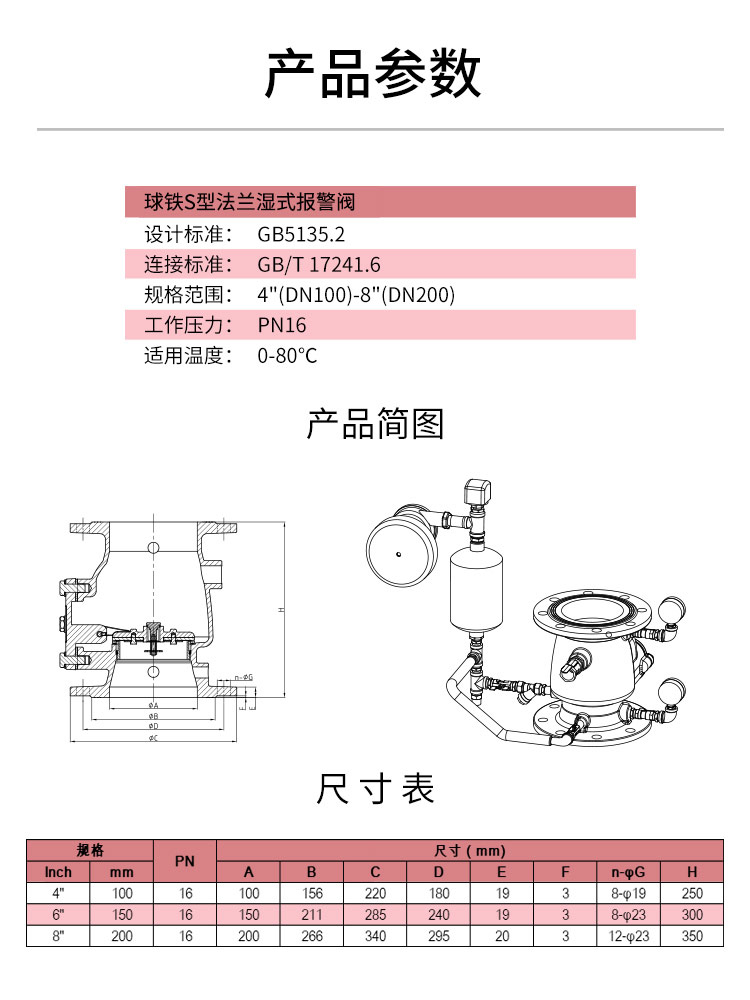 S type flange wet alarm valve S type flange wet alarm valve